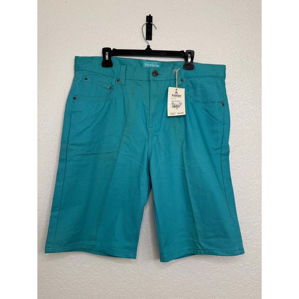 Parish Nation Mens Teal Denim Shorts Streetwear Turquoise Size 36 NWT